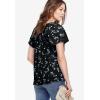 ellos Plus Size Flutter Sleeve Blouse(Black Floral)