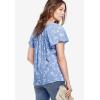 ellos Plus Size Flutter Sleeve Blouse(Plum Blue Floral Print)