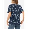 ellos Plus Size Flutter Sleeve Tee(Navy White Floral)