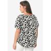 ellos Plus Size Keyhole Peasant Blouse(Black Ivory Print)