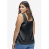 ellos Plus Size Lace-Trim Tank(Black)