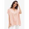 ellos Plus Size Oversized Linen-Blend Tunic(Lilac Smoke)