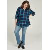 ellos Plus Size Plaid Flannel Shirt(Black White Plaid)