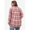 ellos Plus Size Plaid Flannel Shirt(Dusty Pink Plaid)