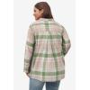 ellos Plus Size Plaid Flannel Shirt(Olive Blush Plaid)