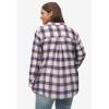 ellos Plus Size Plaid Flannel Shirt(Purple Ivory Plaid)