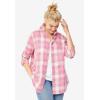 ellos Plus Size Plaid Flannel Shirt(Purple Ivory Plaid)