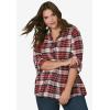 ellos Plus Size Plaid Flannel Shirt(Red Multi Plaid)