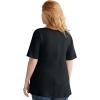 ellos Plus Size Stretch Knit V-Neck Short Sleeve Tunic(Black)