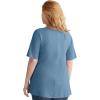 ellos Plus Size Stretch Knit V-Neck Short Sleeve Tunic(Blue Shadow)