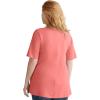 ellos Plus Size Stretch Knit V-Neck Short Sleeve Tunic(Sweet Coral)