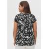 ellos Plus Size Twisted V-Neck Tee(Black Vine Floral)