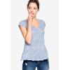 ellos Plus Size Twisted V-Neck Tee(Black Vine Floral)