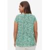 ellos Plus Size Twisted V-Neck Tee(White Green Print)