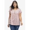 ellos Plus Size Twisted V-Neck Tee(White Green Print)