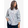 ellos Women’s Plus Size Long Sleeve Button-Down Shirt Oversized Tunic Blouse(White)