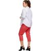ellos Women’s Plus Size Long Sleeve Button-Down Shirt Oversized Tunic Blouse(White)