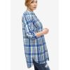 ellos Women’s Plus Size Striped Henley Tunic Oversized Long Top Wear with Leggings(Blue Plaid)
