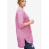 ellos Women’s Plus Size Striped Henley Tunic Oversized Long Top Wear with Leggings(Bright Cherry Stripe)