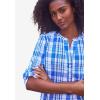 ellos Women’s Plus Size Striped Henley Tunic Oversized Long Top Wear with Leggings(Dream Blue Stripe)