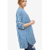 ellos Women’s Plus Size Striped Henley Tunic Oversized Long Top Wear with Leggings(Dream Blue Stripe)
