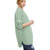 ellos Women’s Plus Size Striped Henley Tunic Oversized Long Top Wear with Leggings(Tropical Jade Stripe)