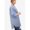 ellos Women’s Plus Size Striped Henley Tunic Oversized Long Top Wear with Leggings(Ultramarine Stripe)