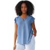 Ellos Plus Size Cap Sleeve Henley Tee(Pale Indigo)