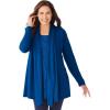 Woman Within Plus Size 2-Fer Cardigan & Attached Lace Tunic(Deep Cobalt)