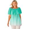Woman Within Plus Size Ruffle Tee(Pretty Jade Ombre)