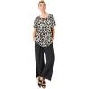 ellos Plus Size Keyhole Peasant Blouse(Black Ivory Print)