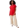 ellos Plus Size Linen-Blend Button Front Tunic(Hot Red)