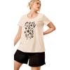 ellos Plus Size Love Graphic Tee(White Floral Graphic)