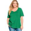 ellos Plus Size Stretch Knit V-Neck Short Sleeve Tunic(Kelly Green)