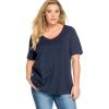 ellos Plus Size Stretch Knit V-Neck Short Sleeve Tunic(Navy)