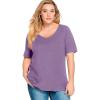 ellos Plus Size Stretch Knit V-Neck Short Sleeve Tunic(Violet Haze)