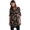 ellos Plus Size Tie-Sleeve Scoop Neck Tunic(Black Floral Print)