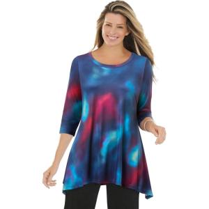 Woman Within Plus Size Swing Hem Tunic(Navy Multi Tie Dye)