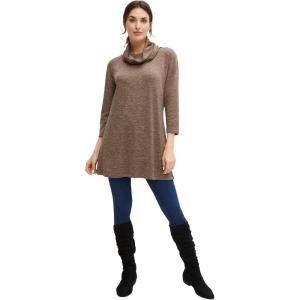 ellos Plus Size Cowl Neck Tunic(Heather Brown)
