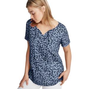 ellos Plus Size Keyhole Tee(Navy White Print)