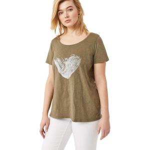 ellos Plus Size Love Graphic Tee(Burnt Olive Heart)