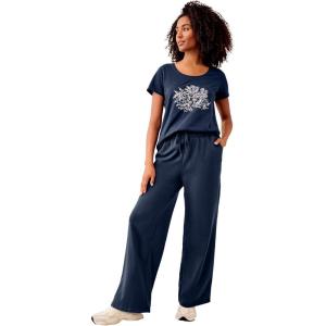 ellos Plus Size Love Graphic Tee(Navy Flower Bouquet)