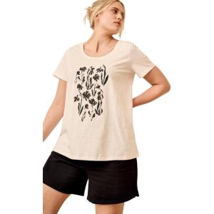 ellos Plus Size Love Graphic Tee(White Floral Graphic)