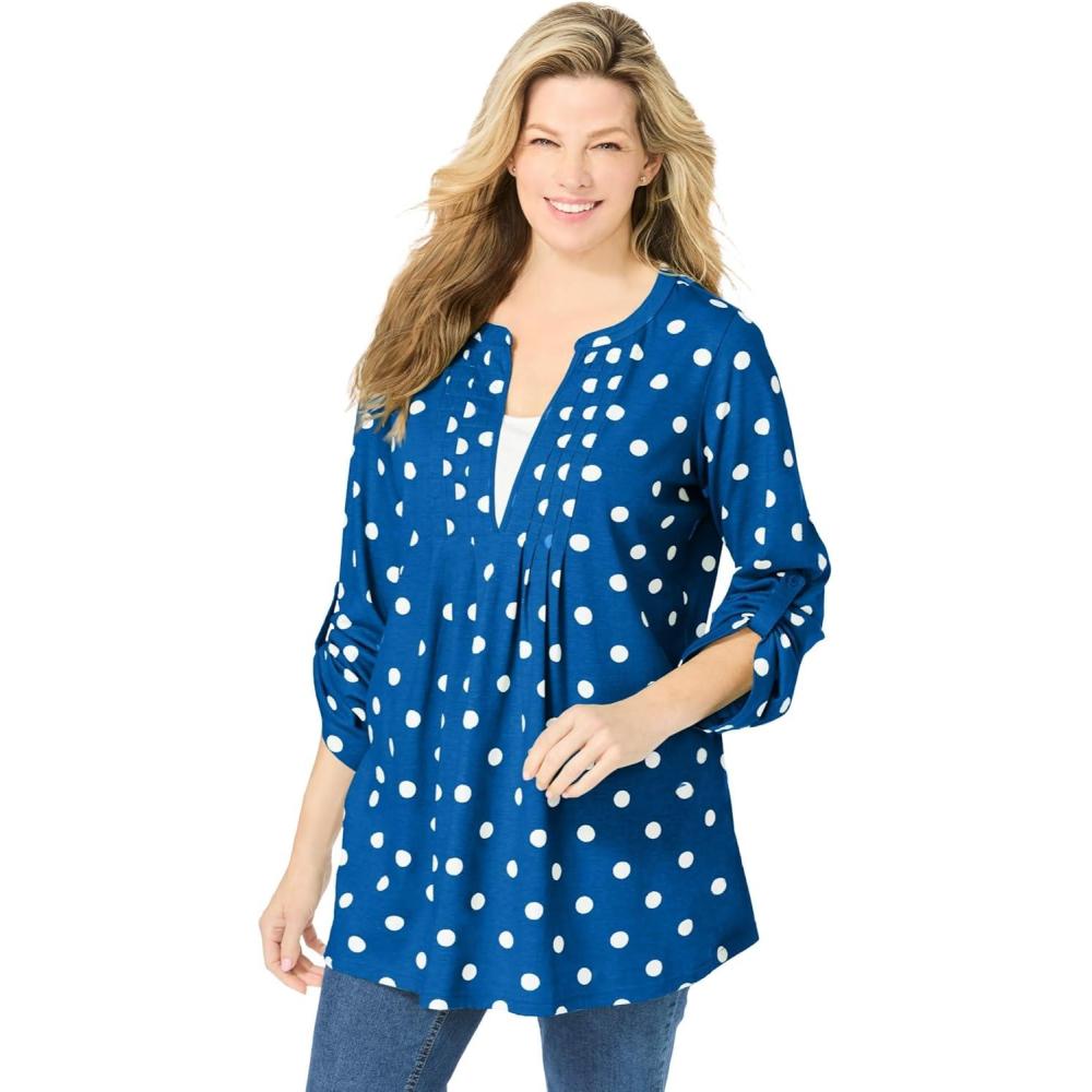 image:imageWoman Within Plus Size 7Day LayeredLook TunicDeep Cobalt White Dot