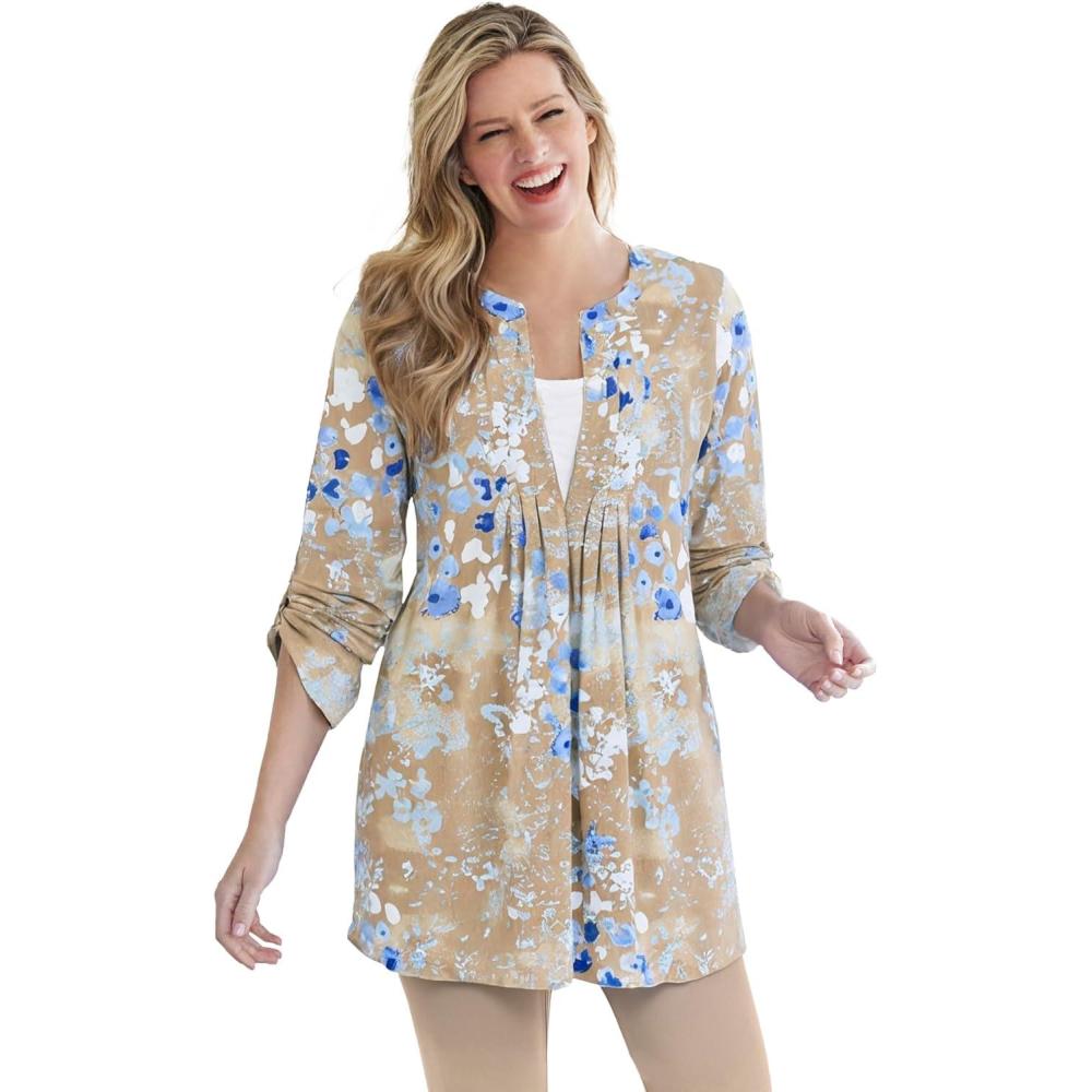 image:imageWoman Within Plus Size 7Day LayeredLook TunicNew Khaki Meadow