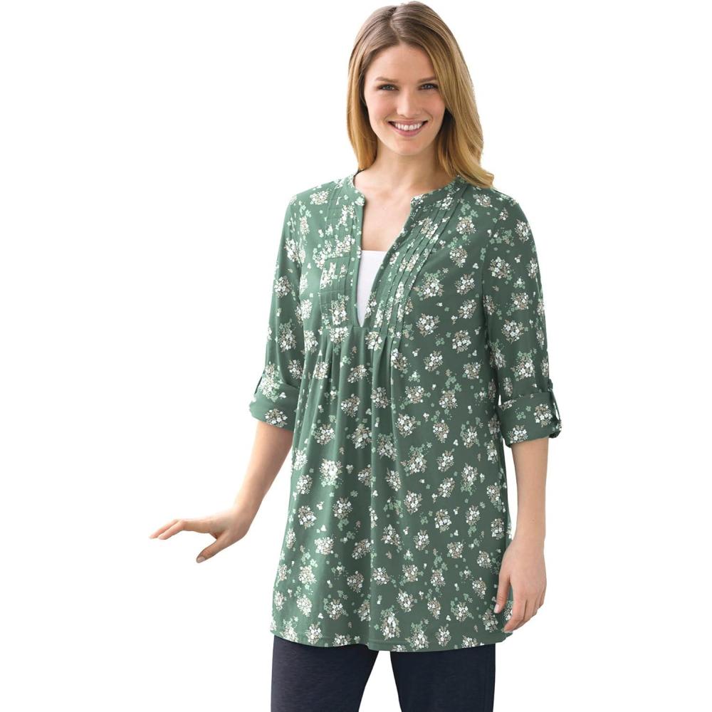 image:imageWoman Within Plus Size 7Day LayeredLook TunicPine Ditsy Bouquet