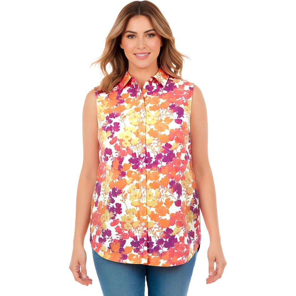 image:imageWoman Within Plus Size Perfect Sleeveless ShirtSunshine Pop Floral