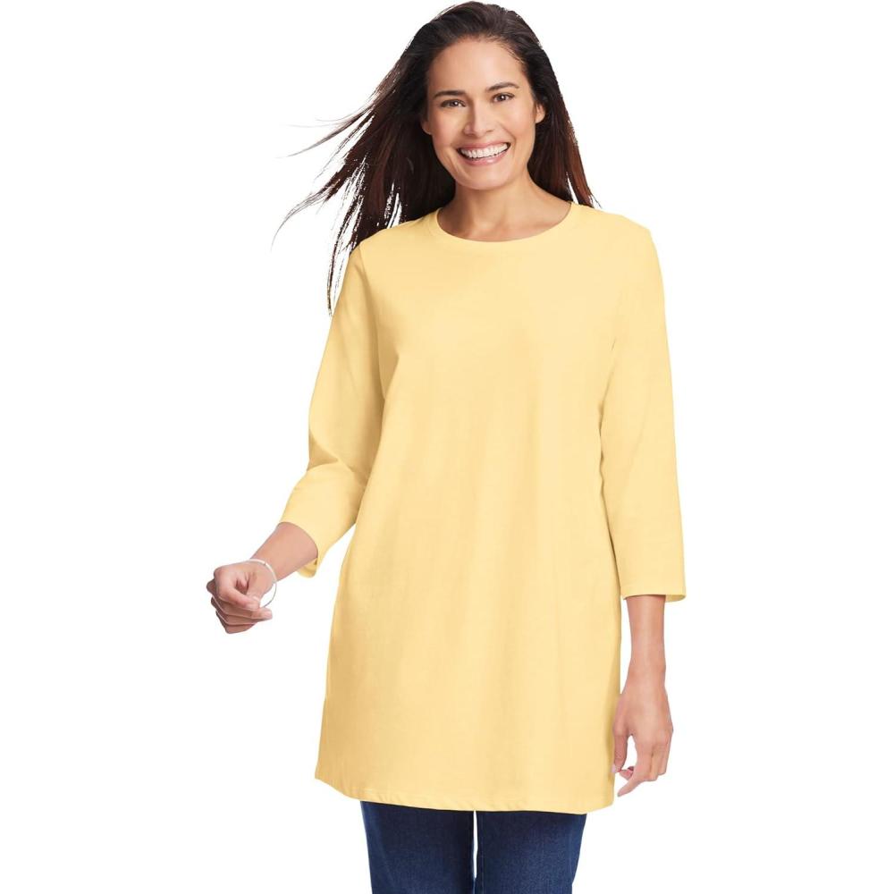 image:imageWoman Within Plus Size Perfect ThreeQuarter Sleeve Crewneck TunicBanana