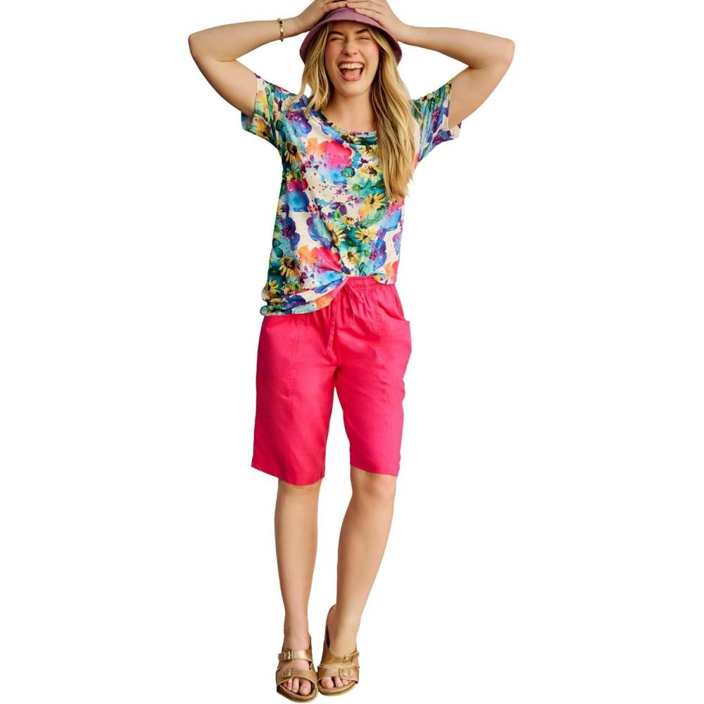 image:imageWoman Within Plus Size Short Sleeve Watercolor TunicWhite Sunflower Dream