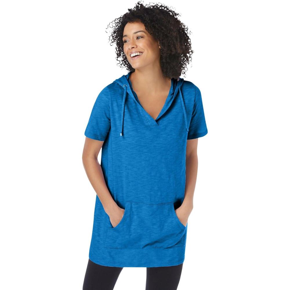image:imageWoman Within Plus Size ShortSleeve HoodieBright Cobalt